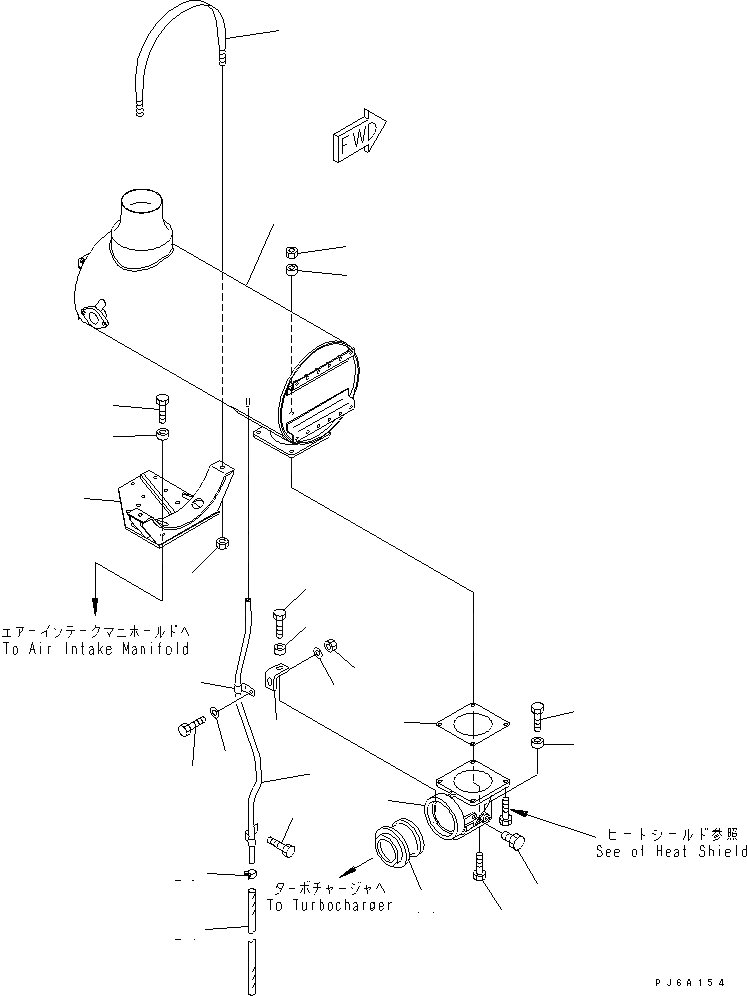 Схема запчастей Komatsu SAA6D140E-2B - ГЛУШИТЕЛЬ(№77-) ДВИГАТЕЛЬ