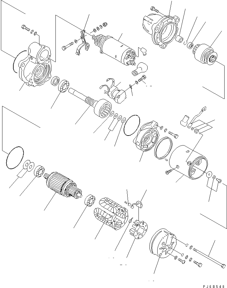 Схема запчастей Komatsu SAA6D140E-2B - СТАРТЕР (7.KW) (ВНУТР. ЧАСТИ)(№88-8) ДВИГАТЕЛЬ