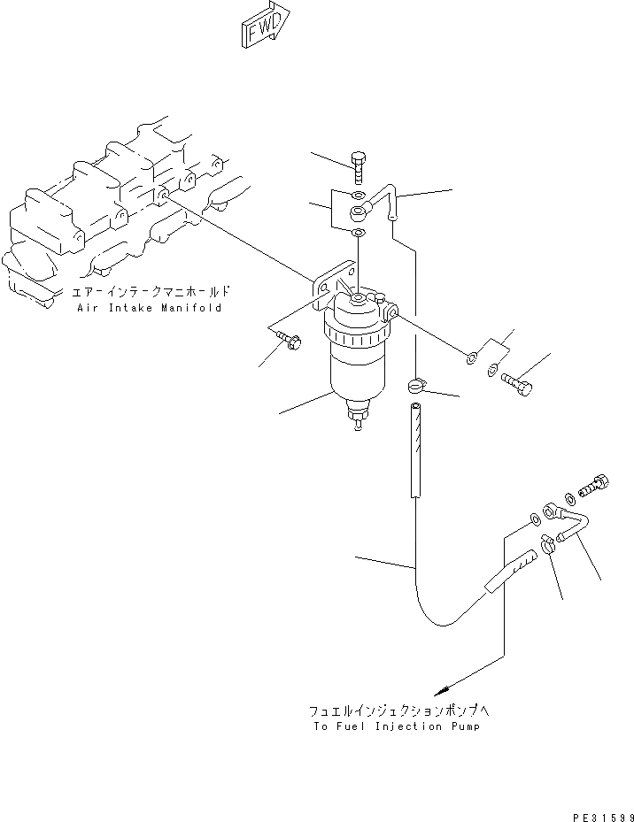 Схема запчастей Komatsu SAA6D108E-2A-C - КРЕПЛЕНИЕ ВОДООТДЕЛИТЕЛЯ(№9-) ДВИГАТЕЛЬ