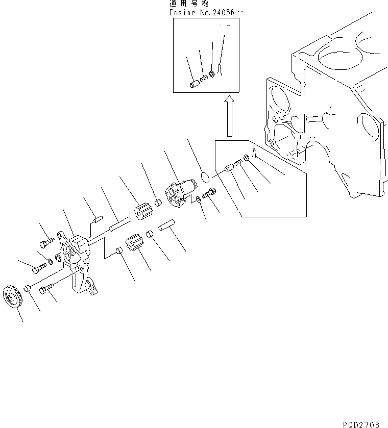 Схема запчастей Komatsu SAA6D140E-2B-8 - МАСЛ. НАСОС(№-) ДВИГАТЕЛЬ