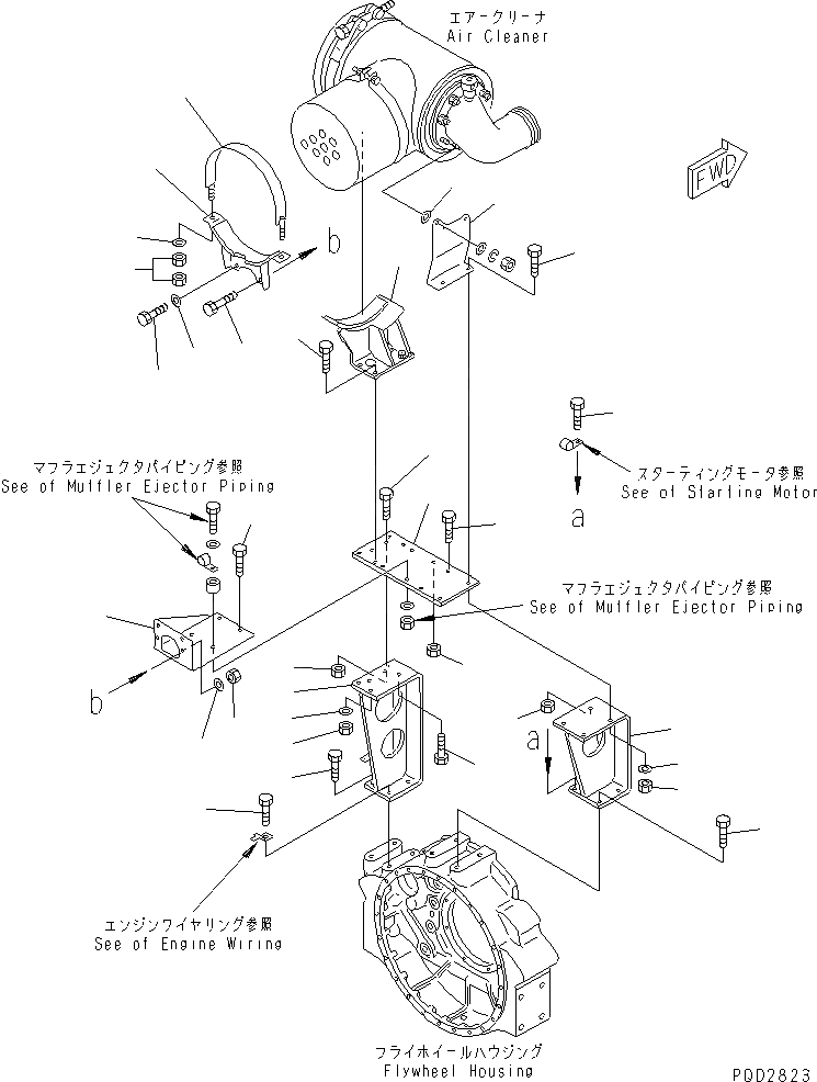 Схема запчастей Komatsu SAA6D170E-2D - ВОЗДУХООЧИСТИТЕЛЬ КРЕПЛЕНИЕ(№87-78) ДВИГАТЕЛЬ
