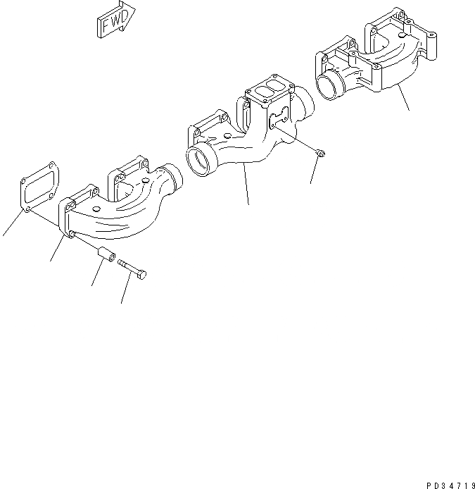 Схема запчастей Komatsu SAA6D170E-2D - ВЫПУСКНОЙ КОЛЛЕКТОР(№8-) ДВИГАТЕЛЬ