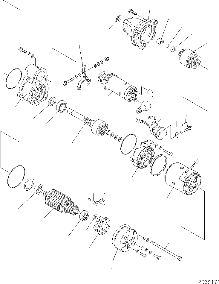 Схема запчастей Komatsu SAA6D170E-2D - СТАРТЕР (7.KW) (ПРАВ.) (ВНУТР. ЧАСТИ)(№87-7) ДВИГАТЕЛЬ