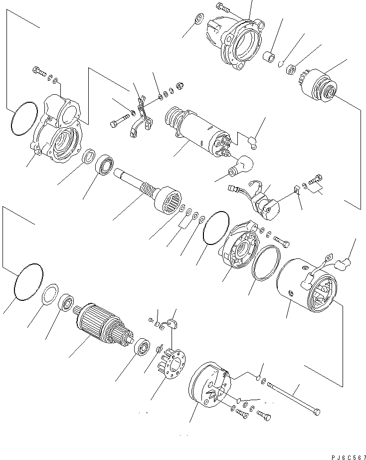 Схема запчастей Komatsu SAA6D170E-2D - СТАРТЕР (7.KW) (ПРАВ.) (ВНУТР. ЧАСТИ)(№8-) ДВИГАТЕЛЬ