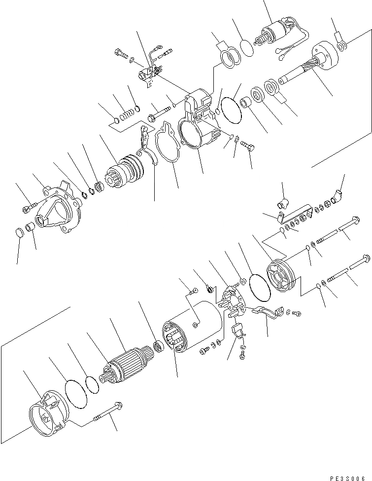 Схема запчастей Komatsu SAA6D170E-2D - СТАРТЕР (KW) (ЛЕВ.) (ВНУТР. ЧАСТИ)(№879-) ДВИГАТЕЛЬ