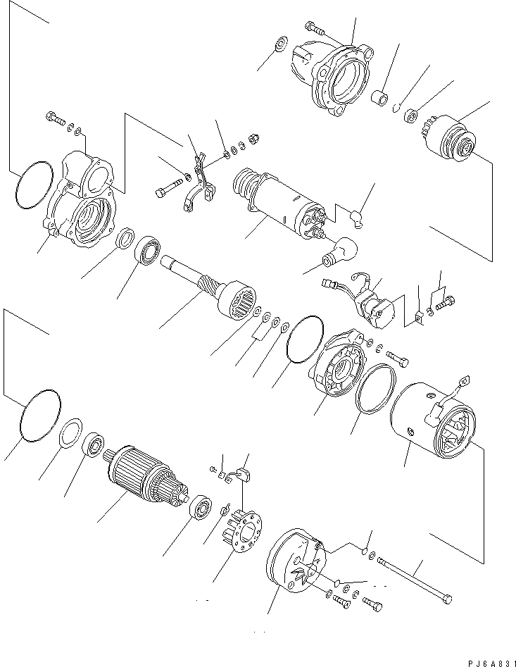 Схема запчастей Komatsu SAA6D170E-2D - СТАРТЕР (7.KW) (ПРАВ.) (ВНУТР. ЧАСТИ)(№879-7) ДВИГАТЕЛЬ