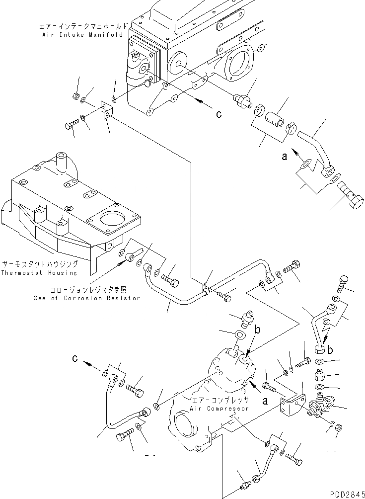 Схема запчастей Komatsu SAA6D170E-2D - ЛИНИЯ КОМПРЕССОРА(№8-) ДВИГАТЕЛЬ