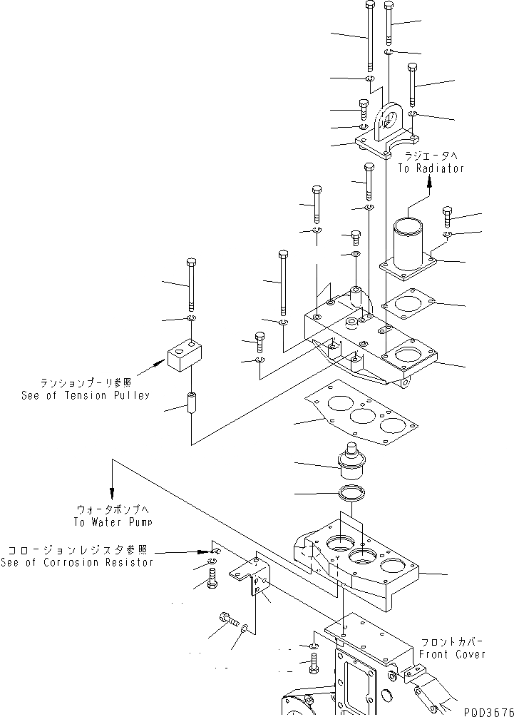 Схема запчастей Komatsu SAA6D170E-2D-55 - ТЕРМОСТАТ (ТРОПИЧЕСКАЯ СПЕЦИФИКАЦИЯ)(№879-) ДВИГАТЕЛЬ