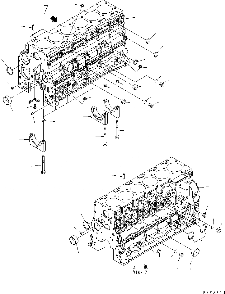 Схема запчастей Komatsu SAA6D107E-1 - БЛОК ЦИЛИНДРОВ ДВИГАТЕЛЬ