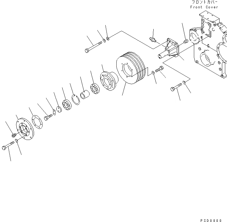 Схема запчастей Komatsu SAA6D170E-2C - ПРИВОД ВЕНТИЛЯТОРА(№7-) ДВИГАТЕЛЬ