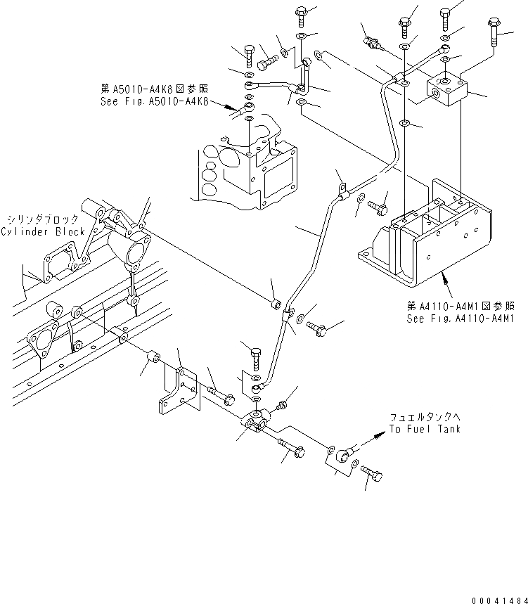 Схема запчастей Komatsu SAA6D140E-5F-K - ВОЗВРАТ ТОПЛИВА(№-) ДВИГАТЕЛЬ