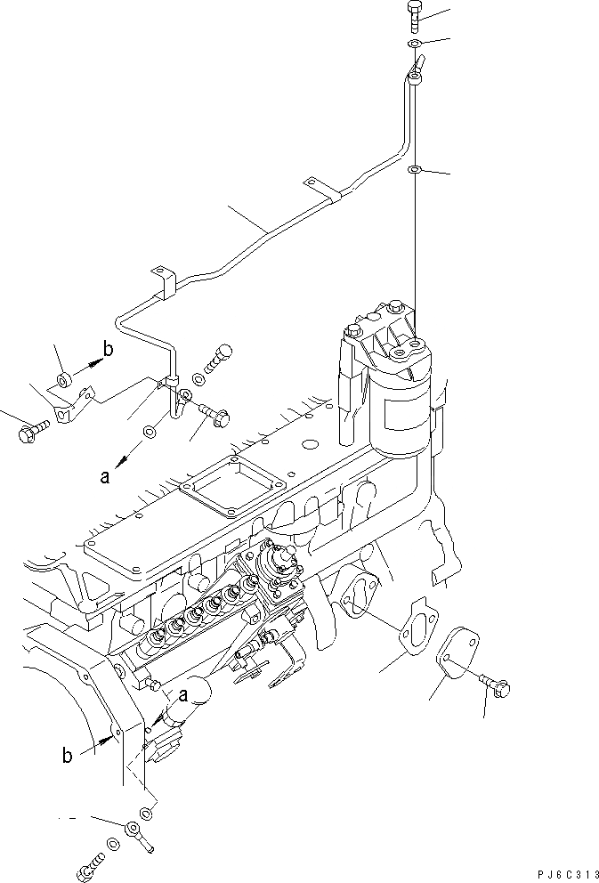 Схема запчастей Komatsu SAA6D102E-2B - ЗАГЛУШКА БЛОКА ЦИЛИНДРОВ И ТРУБЫ ТОПЛ. ФИЛЬТРА ДВИГАТЕЛЬ