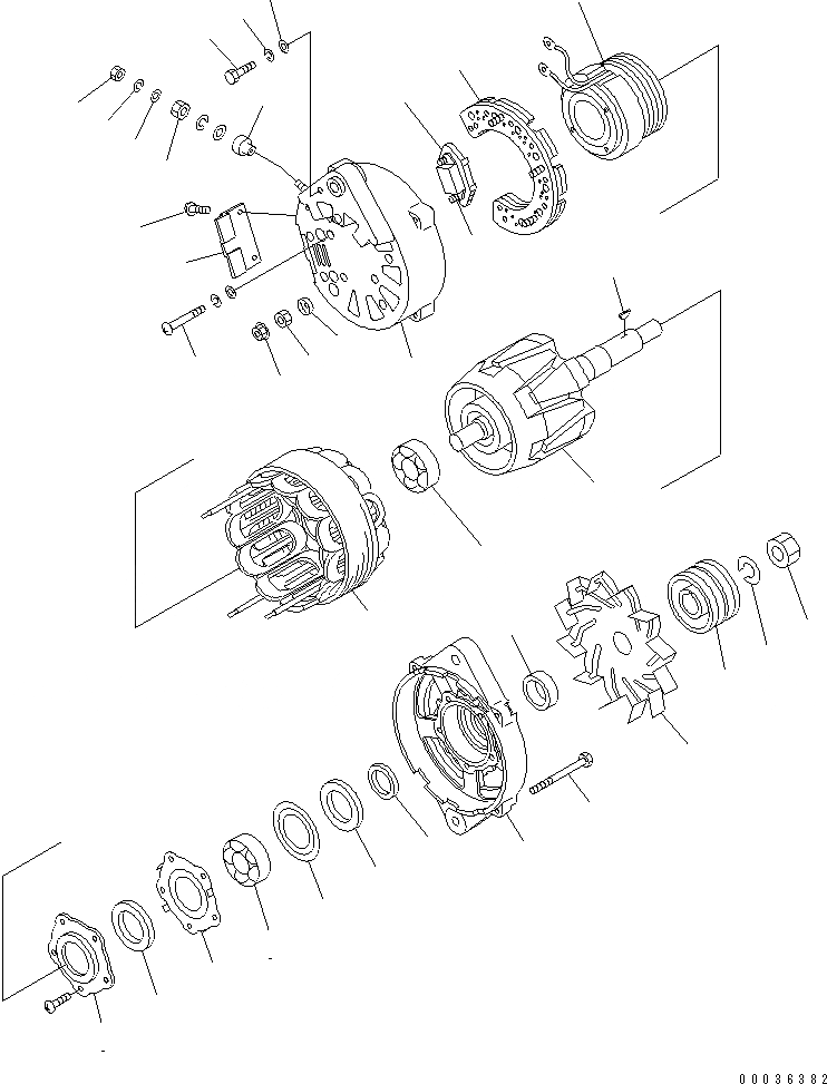 Схема запчастей Komatsu SAA6D140E-5F-KU - ГЕНЕРАТОР (9A) (С ЗАКАЛЕННЫМ ШКИВОМ) (ВНУТР. ЧАСТИ) ДВИГАТЕЛЬ