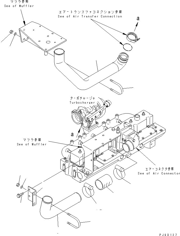 Схема запчастей Komatsu SAA6D114E-2B - ВОЗД. PIPE(№87-) ДВИГАТЕЛЬ