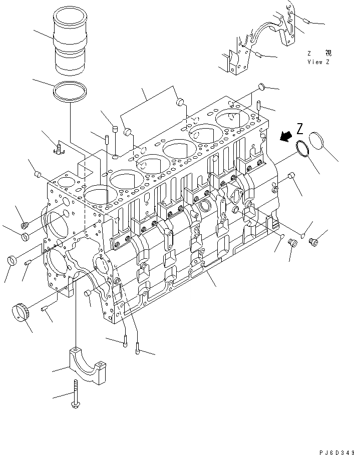Схема запчастей Komatsu SAA6D114E-2B - БЛОК ЦИЛИНДРОВ ДВИГАТЕЛЬ