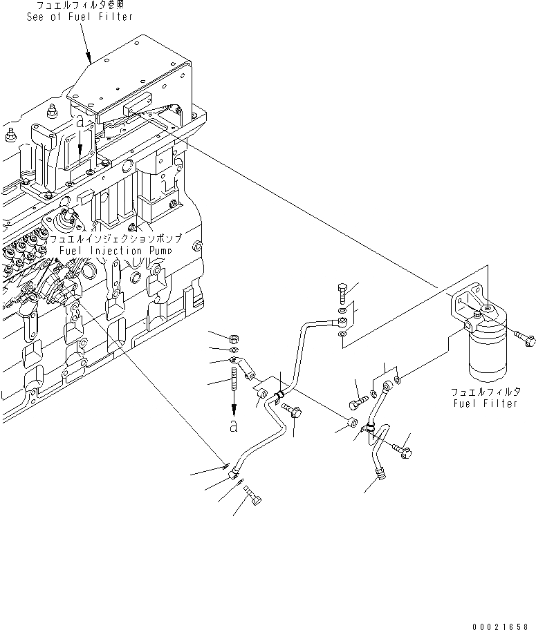 Схема запчастей Komatsu SAA6D114E-2B - ТРУБЫ ТОПЛ. ФИЛЬТРА(№8-) ДВИГАТЕЛЬ