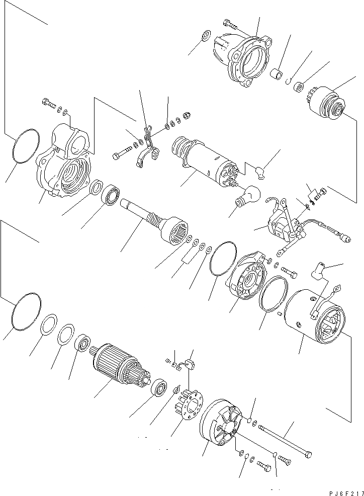 Схема запчастей Komatsu SAA6D114E-2B - СТАРТЕР (KW) (ВНУТР. ЧАСТИ)(№879-8887) ДВИГАТЕЛЬ