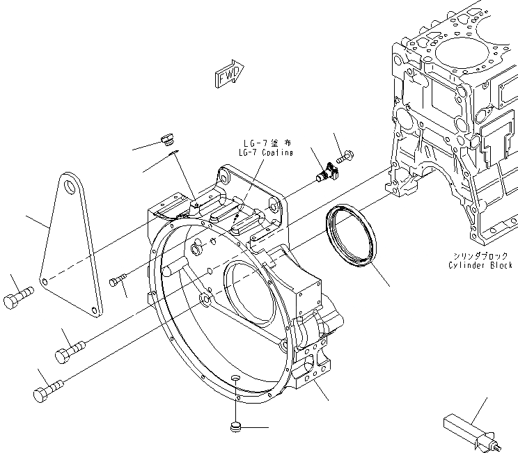 Схема запчастей Komatsu SAA6D125E-5F - КАРТЕР МАХОВИКА(№-) ДВИГАТЕЛЬ