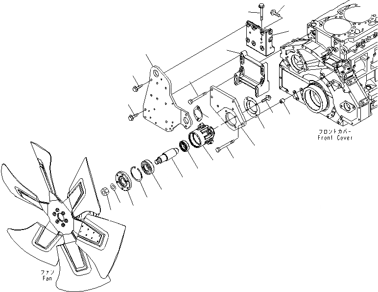 Схема запчастей Komatsu SAA6D125E-5F - ПРИВОД ВЕНТИЛЯТОРА(№-) ДВИГАТЕЛЬ