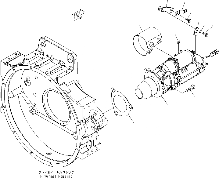 Схема запчастей Komatsu SAA6D125E-5F - КРЕПЛЕНИЕ СТАРТЕРА (7.KW) (С ЗАЩИТА COVER)(№-) ДВИГАТЕЛЬ