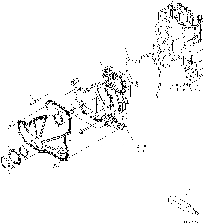 Схема запчастей Komatsu SAA6D114E-3D - ПЕРЕДН. COVER AA ДВИГАТЕЛЬ