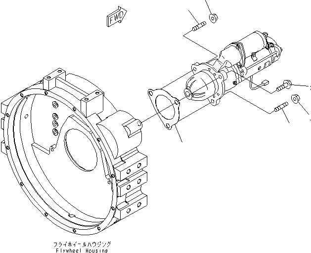 Схема запчастей Komatsu SAA6D114E-3D - КРЕПЛЕНИЕ СТАРТЕРА AA ДВИГАТЕЛЬ