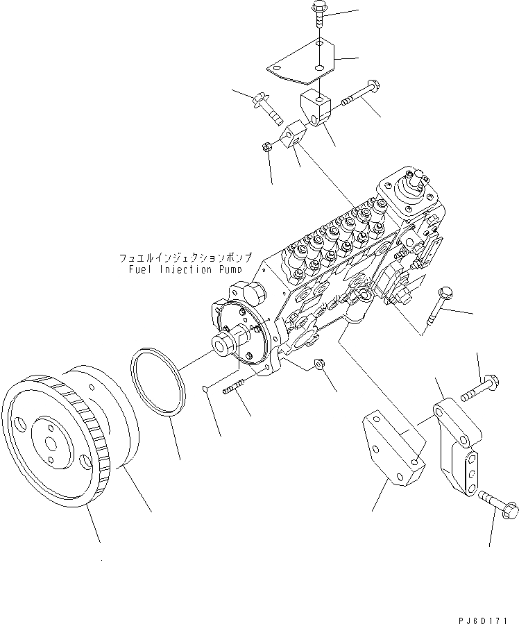 Схема запчастей Komatsu SAA6D114E-2A-A - КРЕПЛЕНИЕ ТОПЛ. НАСОСА ДВИГАТЕЛЬ