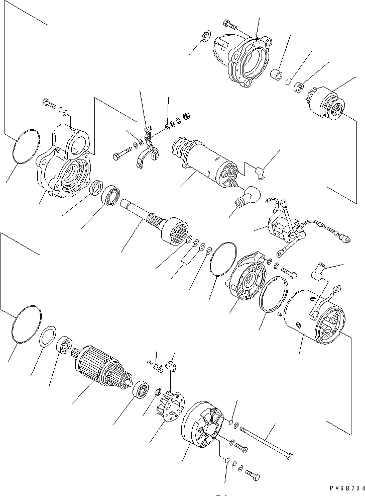 Схема запчастей Komatsu SAA6D125E-3A-8M - СТАРТЕР (KW) (ВНУТР. ЧАСТИ)(№-) ДВИГАТЕЛЬ