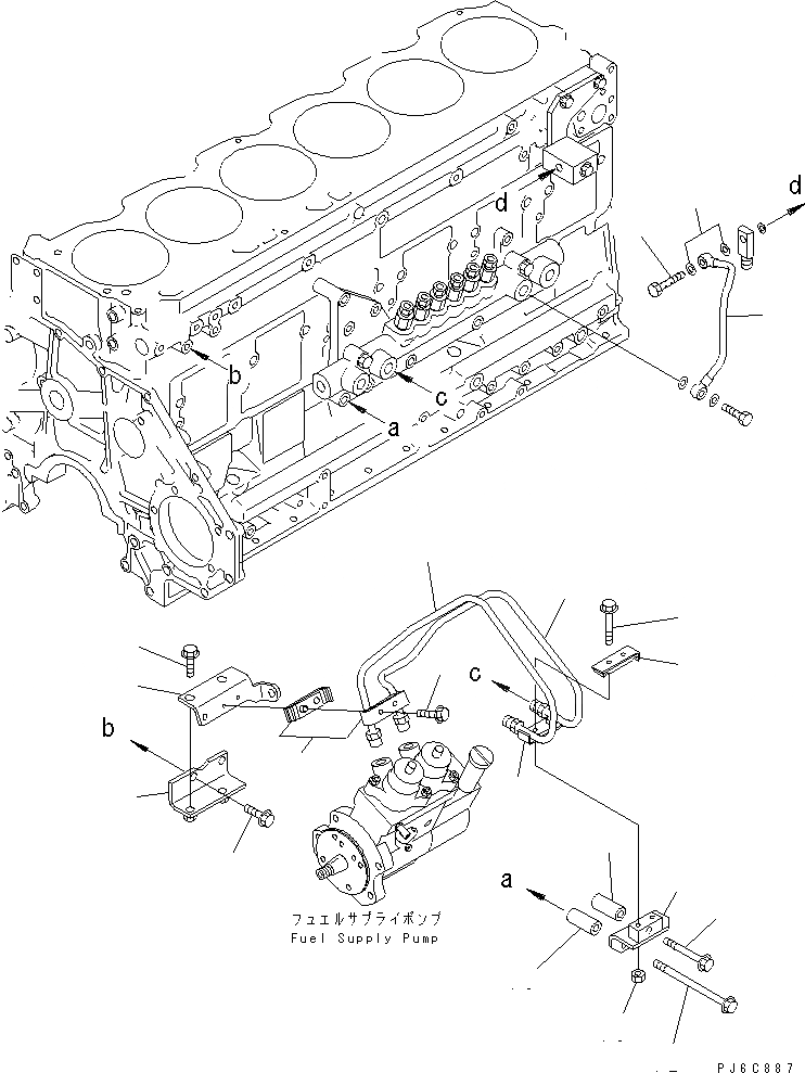 Схема запчастей Komatsu SAA6D125E-3B-8M - ТОПЛИВН. ПОДАЮЩ. И ВОЗВРАТ ТОПЛИВА ТРУБЫ (COMMON RAIL) ДВИГАТЕЛЬ
