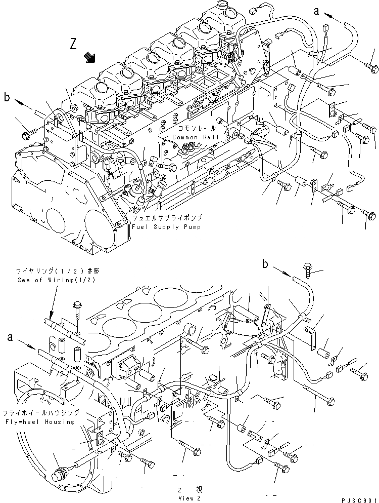 Схема запчастей Komatsu SAA6D125E-3B-8M - ЭЛЕКТРОПРОВОДКА (/) ДАТЧИК И ПЕРЕКЛЮЧАТЕЛЬ ДВИГАТЕЛЬ