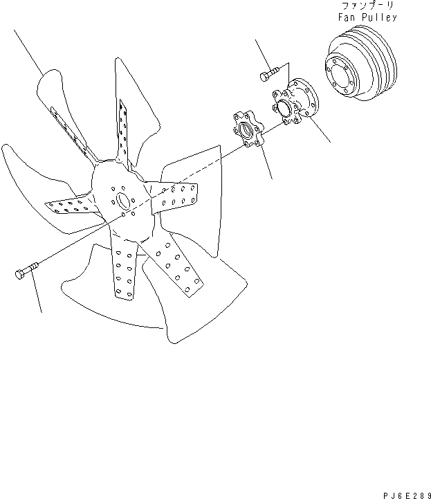 Схема запчастей Komatsu SAA6D125E-3G-8W - ВЕНТИЛЯТОР ОХЛАЖДЕНИЯ (ВСАСЫВ. ТИП)(№-) ДВИГАТЕЛЬ