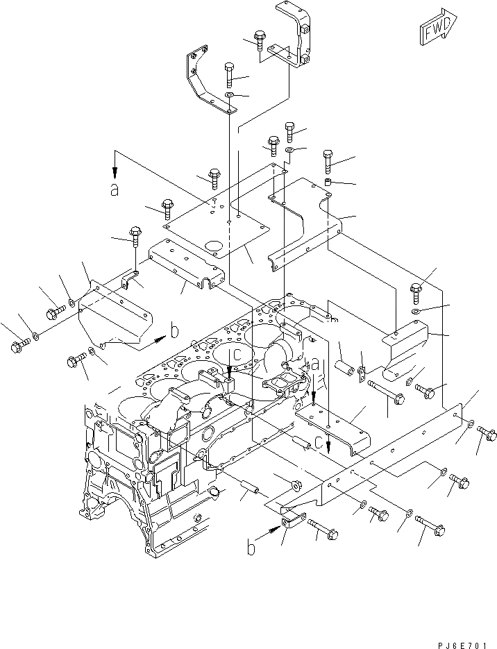 Схема запчастей Komatsu SAA6D125E-3G-8W - ЗАЩИТА (/) (ДЛЯ ВЫПУСКНОЙ КОЛЛЕКТОР)(№-) ДВИГАТЕЛЬ