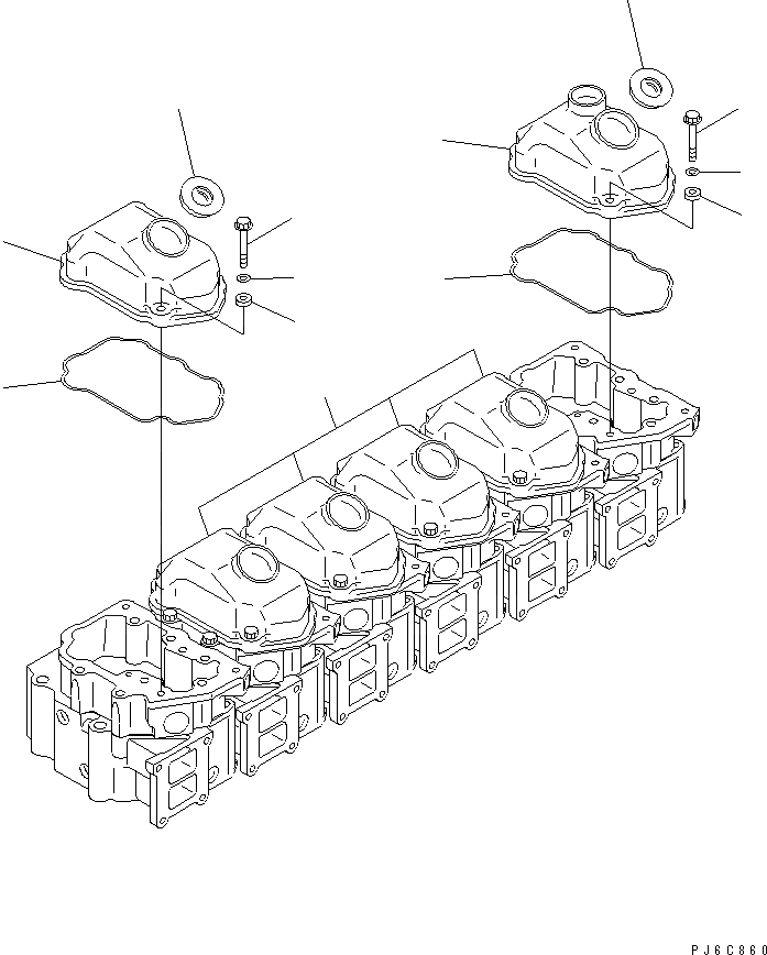 Схема запчастей Komatsu SAA6D125E-3G-8M - КРЫШКА ГОЛОВКИ ДВИГАТЕЛЬ