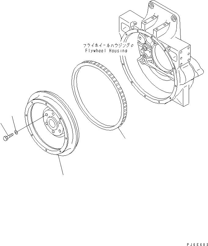 Схема запчастей Komatsu SAA6D125E-3H-8M - МАХОВИК(№-) ДВИГАТЕЛЬ