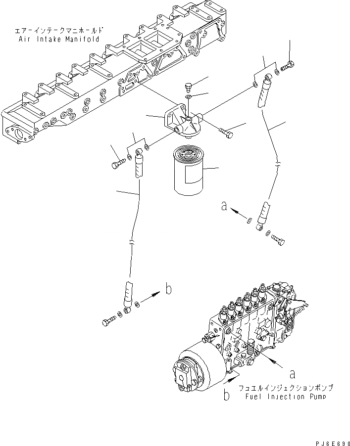 Схема запчастей Komatsu SAA6D125E-3H-8M - ТОПЛИВН. ФИЛЬТР. И КРЕПЛЕНИЕ(№-) ДВИГАТЕЛЬ