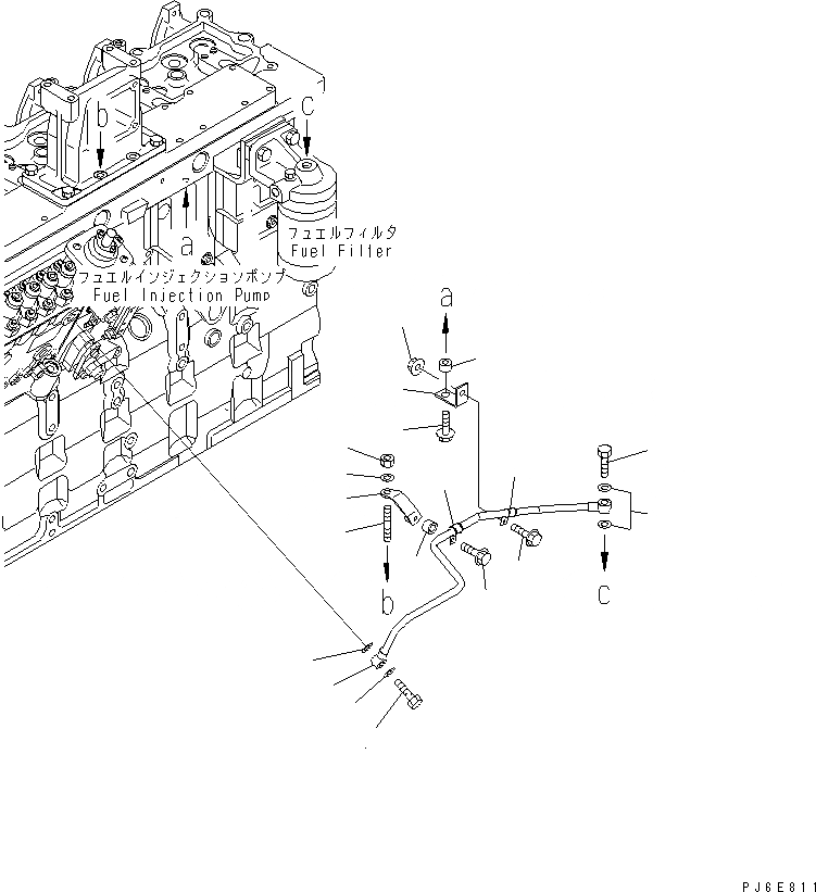Схема запчастей Komatsu SAA6D114E-2CC-8W - ТРУБЫ ТОПЛ. ФИЛЬТРА(№878-) ДВИГАТЕЛЬ