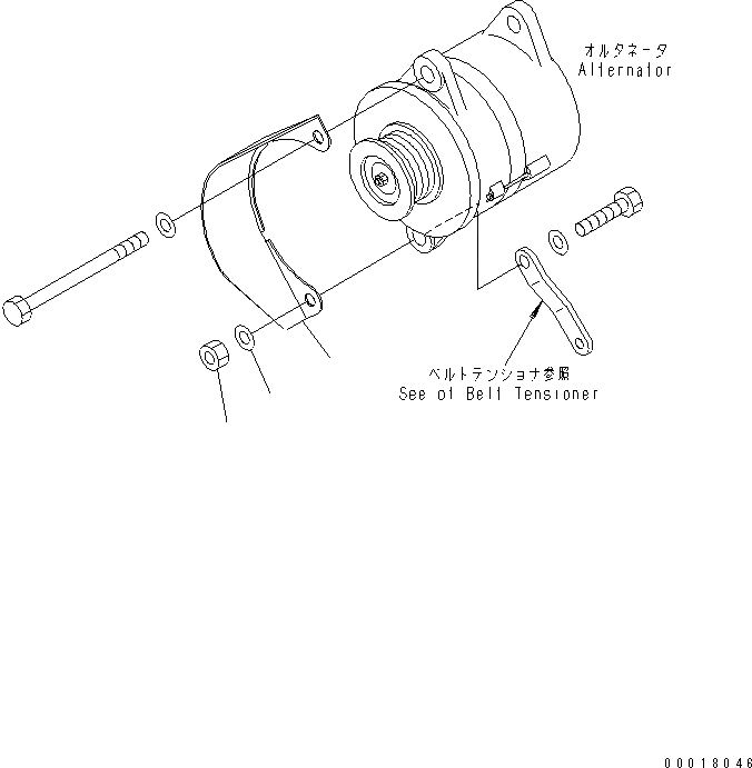 Схема запчастей Komatsu SAA6D114E-2CC-8W - ГЕНЕРАТОР COVER(№8989-) ДВИГАТЕЛЬ