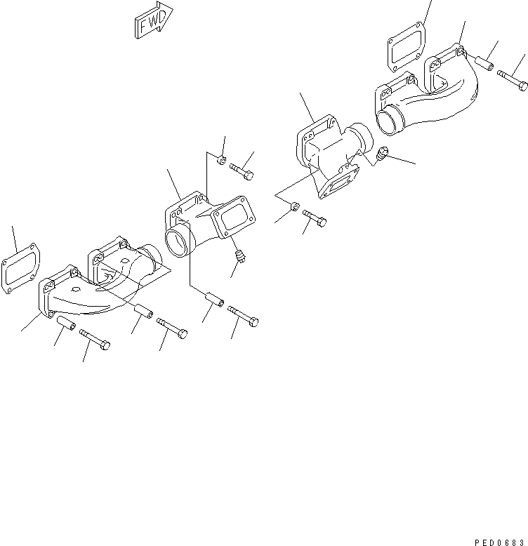 Схема запчастей Komatsu SAA6D170E-2A-8 - ВЫПУСКНОЙ КОЛЛЕКТОР(№789-) ДВИГАТЕЛЬ