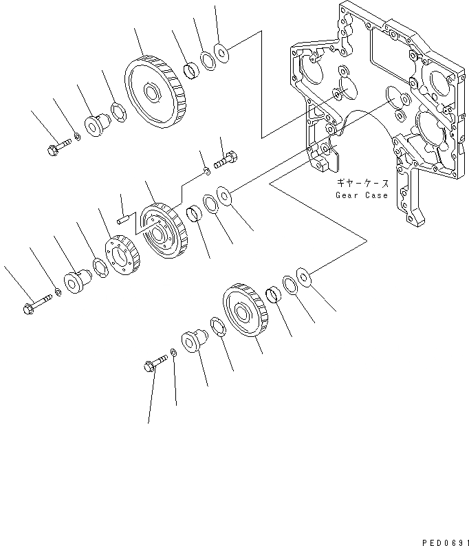 Схема запчастей Komatsu SAA6D170E-2A-8 - ПРОМЕЖУТОЧНАЯ ШЕСТЕРНЯ(№789-) ДВИГАТЕЛЬ