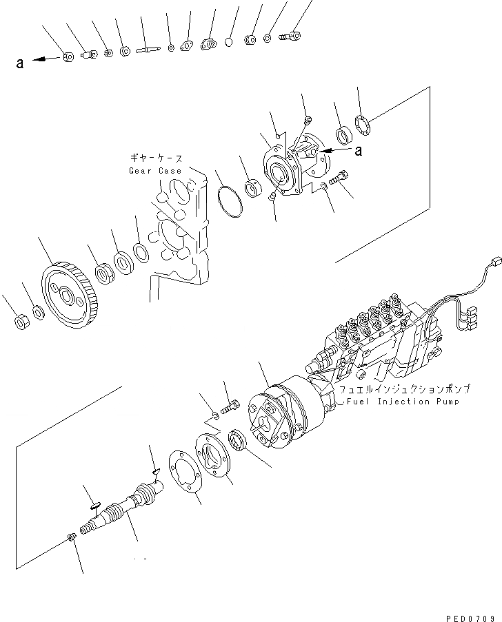 Схема запчастей Komatsu SAA6D170E-2A-8 - ПРИВОД ТОПЛ. НАСОСА(№789-) ДВИГАТЕЛЬ