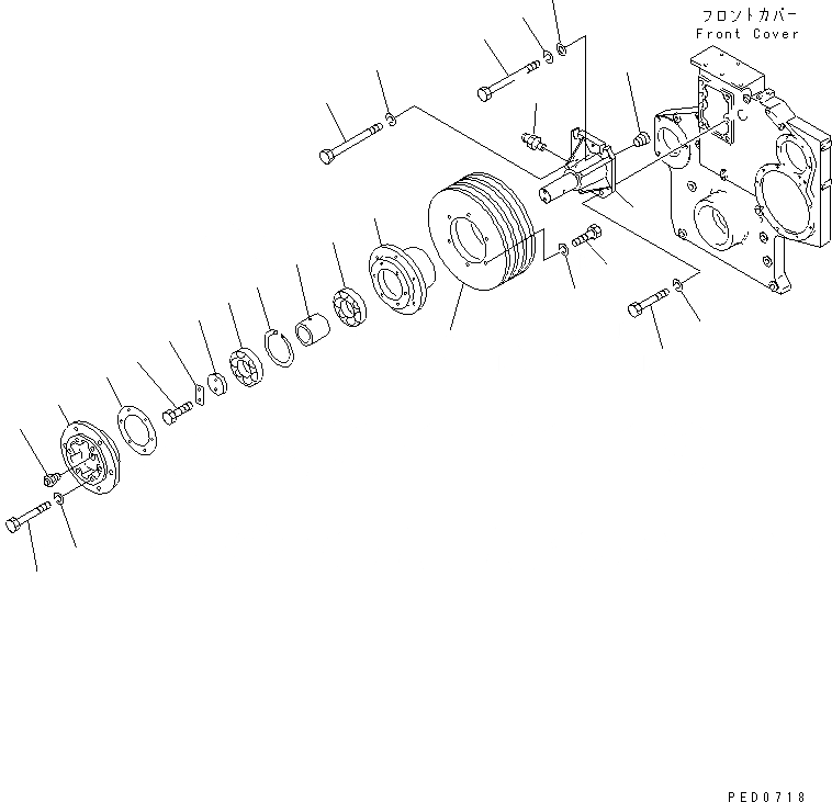 Схема запчастей Komatsu SAA6D170E-2A-8 - ПРИВОД ВЕНТИЛЯТОРА(№789-) ДВИГАТЕЛЬ