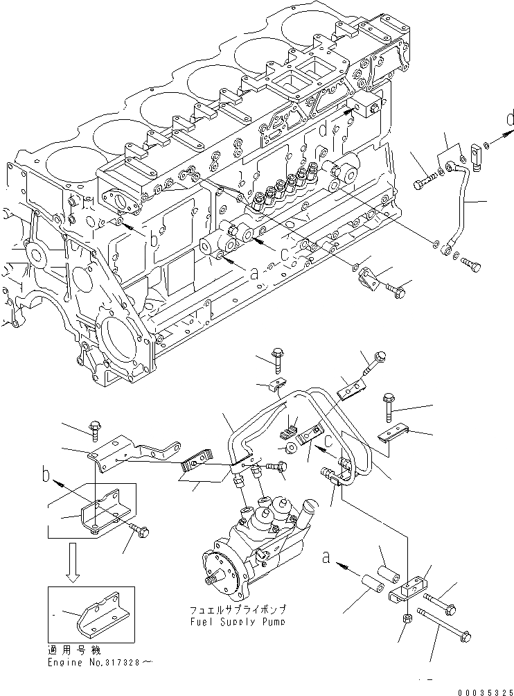 Схема запчастей Komatsu SAA6D125E-3L-8A - ТОПЛИВН. ПОДАЮЩ. И ВОЗВРАТ. ТРУБЫ(№8-) ДВИГАТЕЛЬ