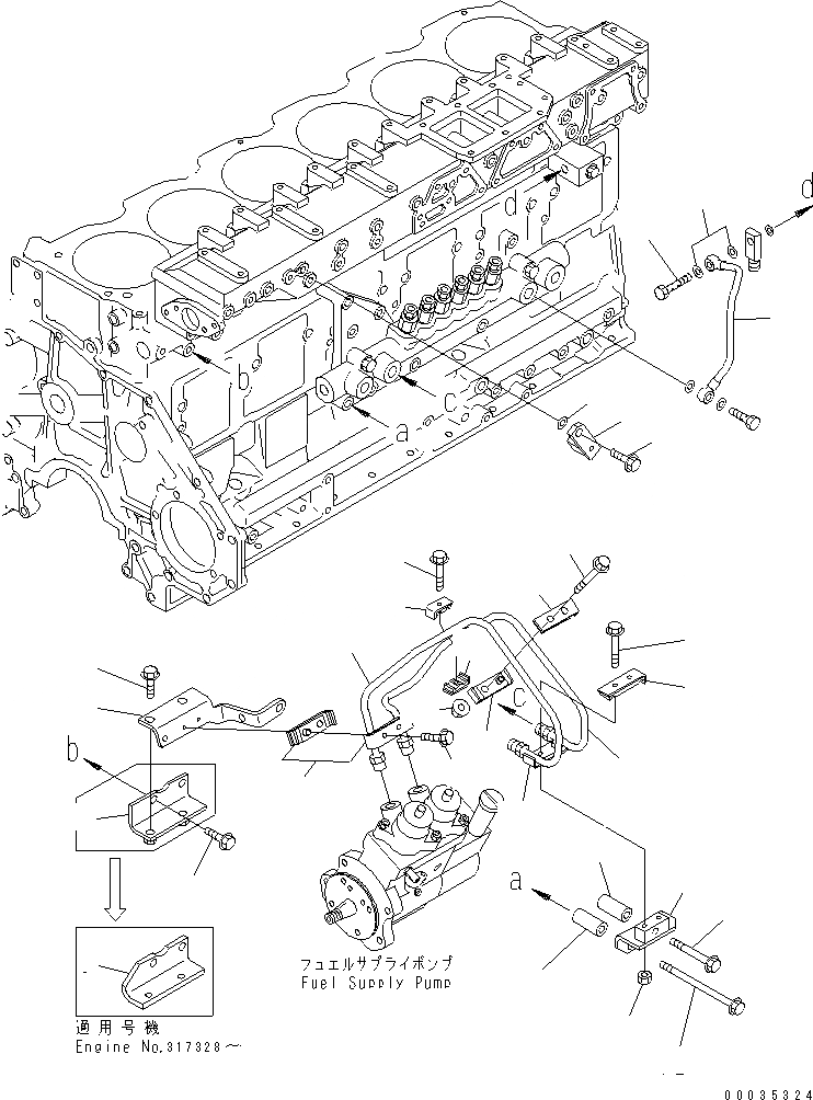 Схема запчастей Komatsu SAA6D125E-3L-8A - ТОПЛИВН. ПОДАЮЩ. И ВОЗВРАТ. ТРУБЫ (EXTREMELY BAD ТОПЛИВН. СПЕЦ-Я.)(№-) ДВИГАТЕЛЬ