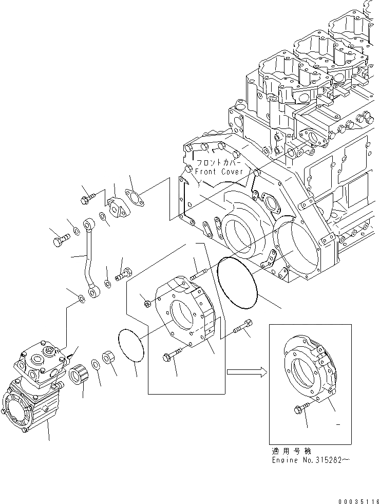 Схема запчастей Komatsu SAA6D125E-3L-8A - КОМПРЕССОР И ВОЗДУХОВОД(№8-) ДВИГАТЕЛЬ