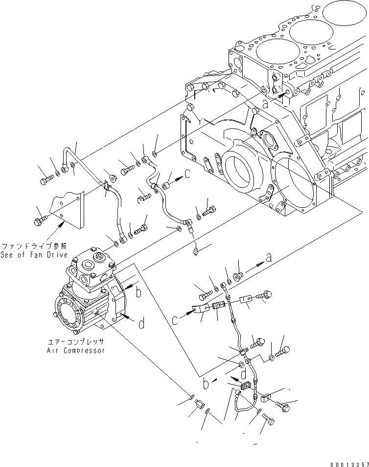 Схема запчастей Komatsu SAA6D125E-3L-8A - ЛИНИЯ КОМПРЕССОРА (ОХЛАЖД-Е ВОДН. И СИСТЕМА СМАЗКИ МАСЛ.)(№8-) ДВИГАТЕЛЬ