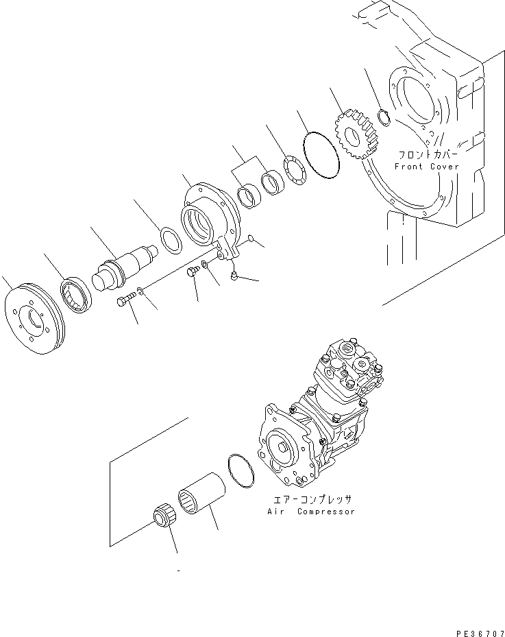 Схема запчастей Komatsu SAA6D170E-2D-8 - ПЕРЕДН. МЕХ-М ОТБОРА МОЩНОСТИ(№7-) ДВИГАТЕЛЬ