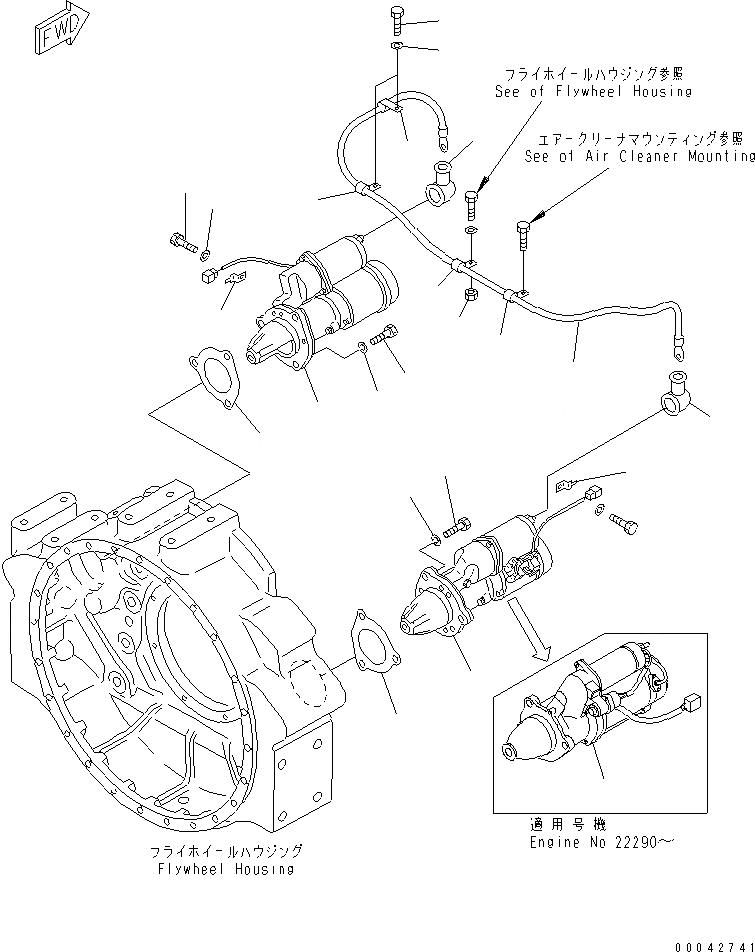 Схема запчастей Komatsu SAA6D170E-2D-8 - КРЕПЛЕНИЕ СТАРТЕРА (KW)(№8-) ДВИГАТЕЛЬ