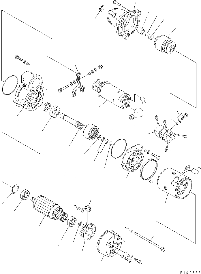 Схема запчастей Komatsu SAA6D170E-2D-8 - СТАРТЕР (7.KW) (ЛЕВ.) (ВНУТР. ЧАСТИ)(№7-) ДВИГАТЕЛЬ