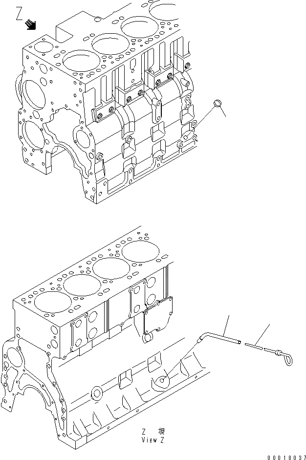 Схема запчастей Komatsu SAA6D114E-2CC-8M - МАСЛ. ЩУП(№8989-) ДВИГАТЕЛЬ