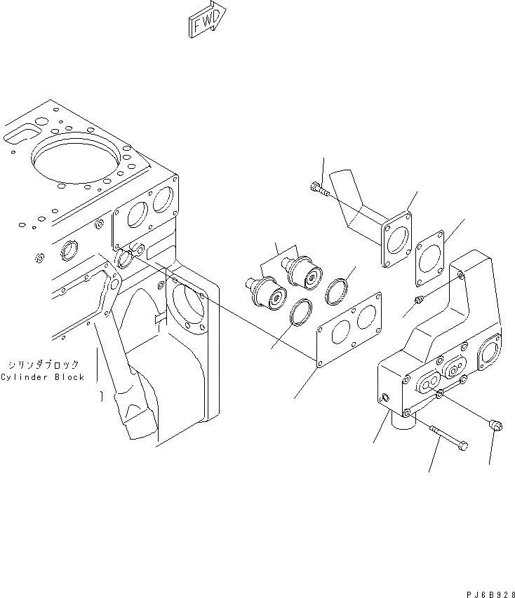 Схема запчастей Komatsu SAA6D170E-3BC-8C - ТЕРМОСТАТ(№-) ДВИГАТЕЛЬ